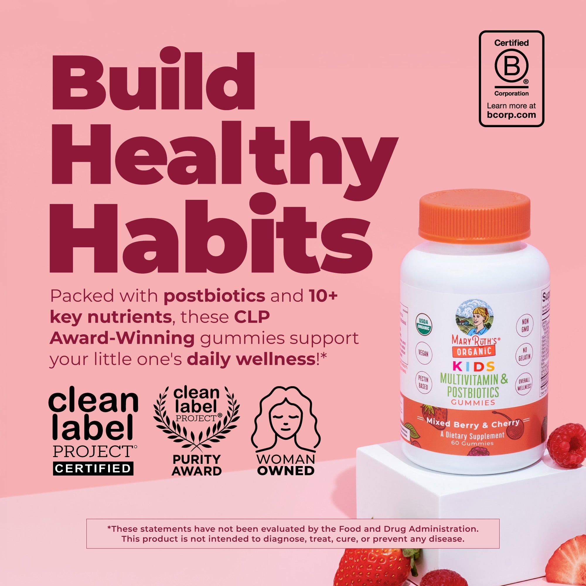 Organic Kids Multivitamin + Postbiotics Gummies
