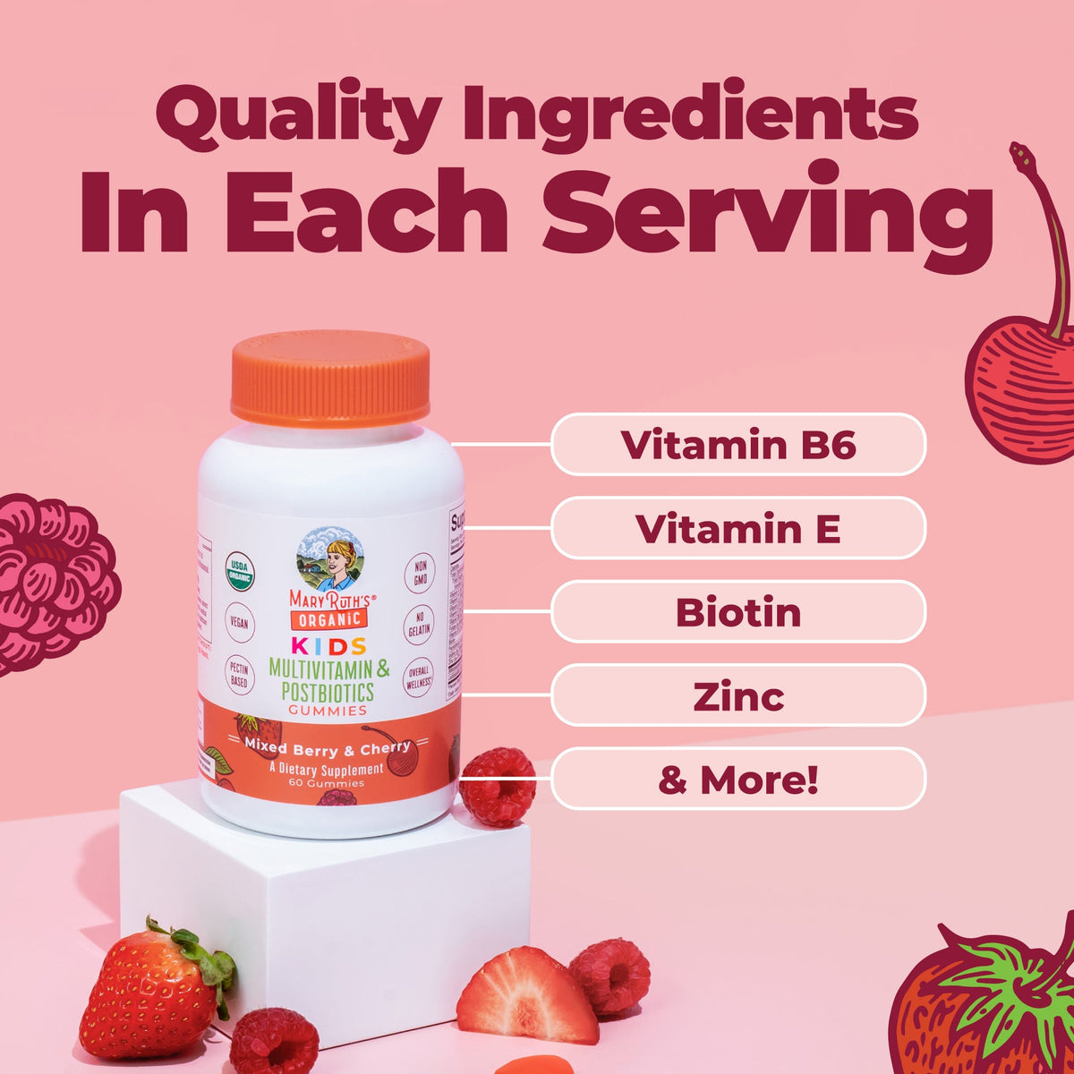 Organic Kids Multivitamin + Postbiotics Gummies