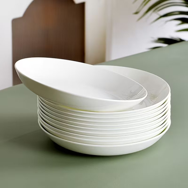 Porcelain Plate Dish Home Use Ceramic Plate Round Porcelain Plate Rice Plate Deep Plate Dinner Plate Tableware