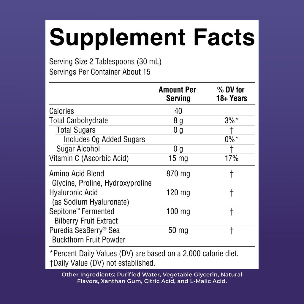 Advanced Liquid Skin Restore and Renew 15oz Blackberry Jam Supplement Facts