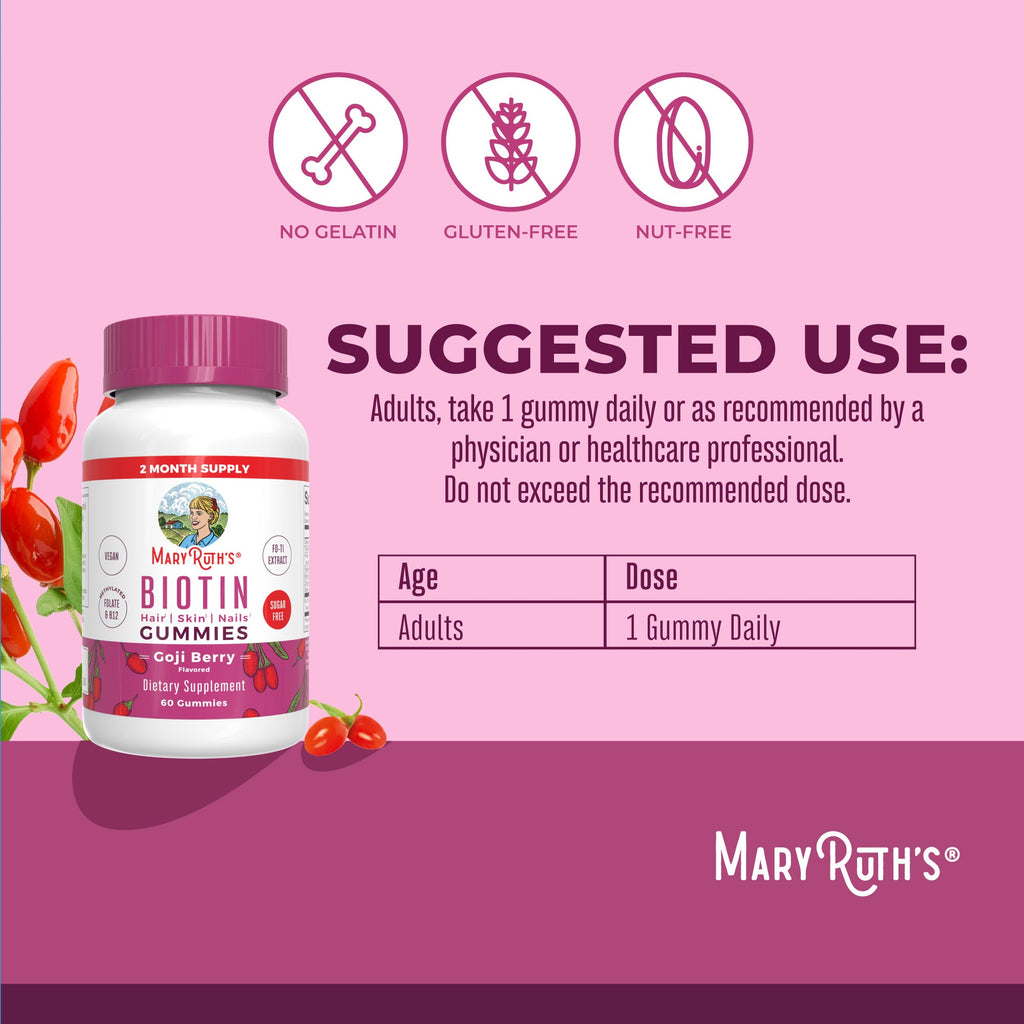 Biotin Gummies 60CT Goji Berry Suggested Use