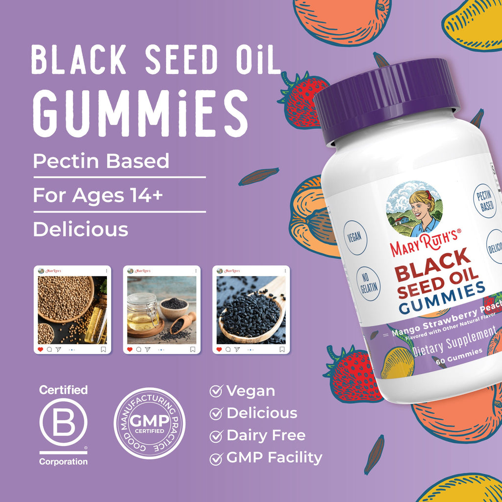 Black Seed Oil Gummies 60CT Mango Strawberry Peach Great Flavor Better Benefits