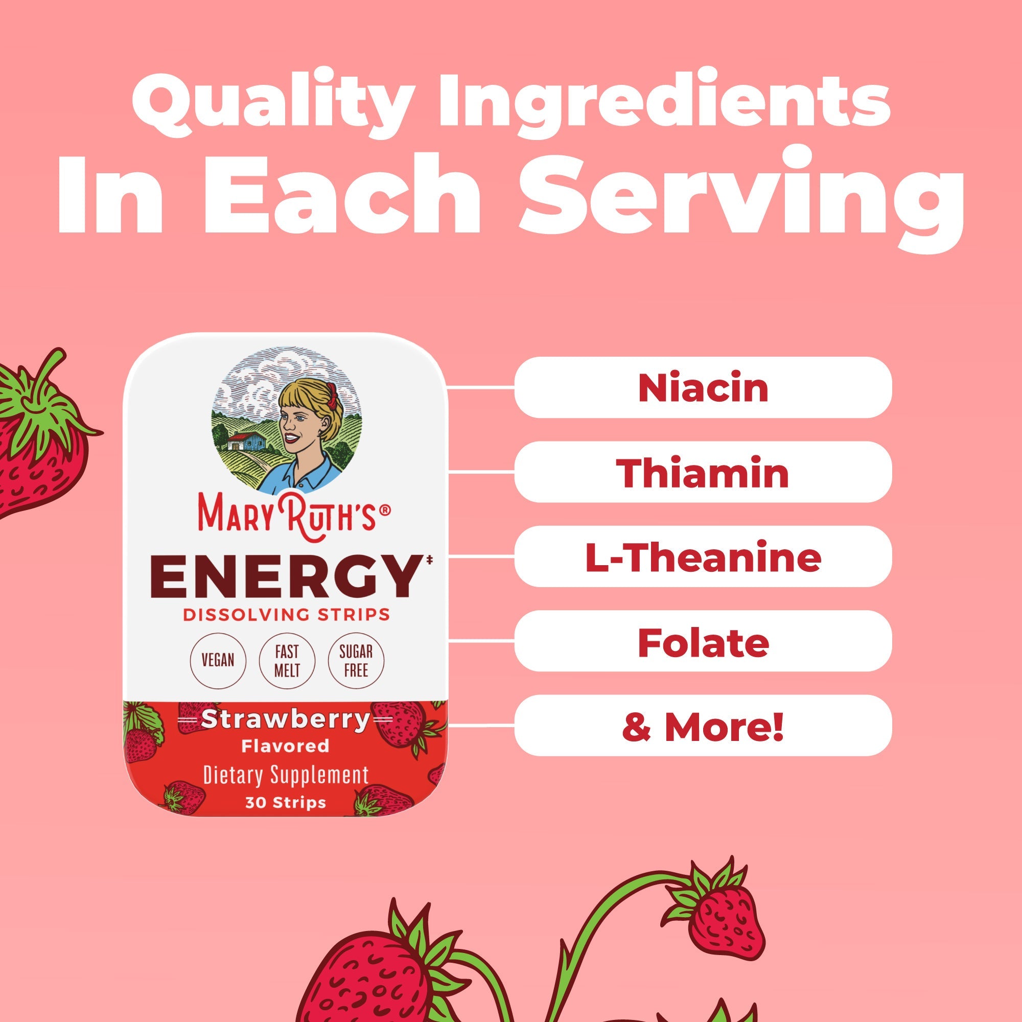 Energy Dissolving Strips 30 Strips Strawberry Ingredients
