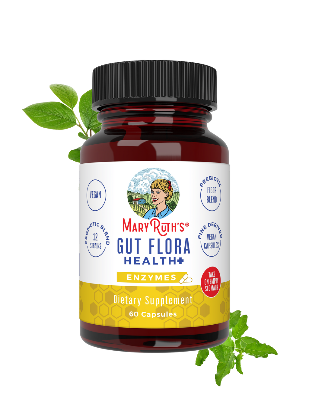 Gut Flora Health+ Enzymes 60 Capsules Unflavored