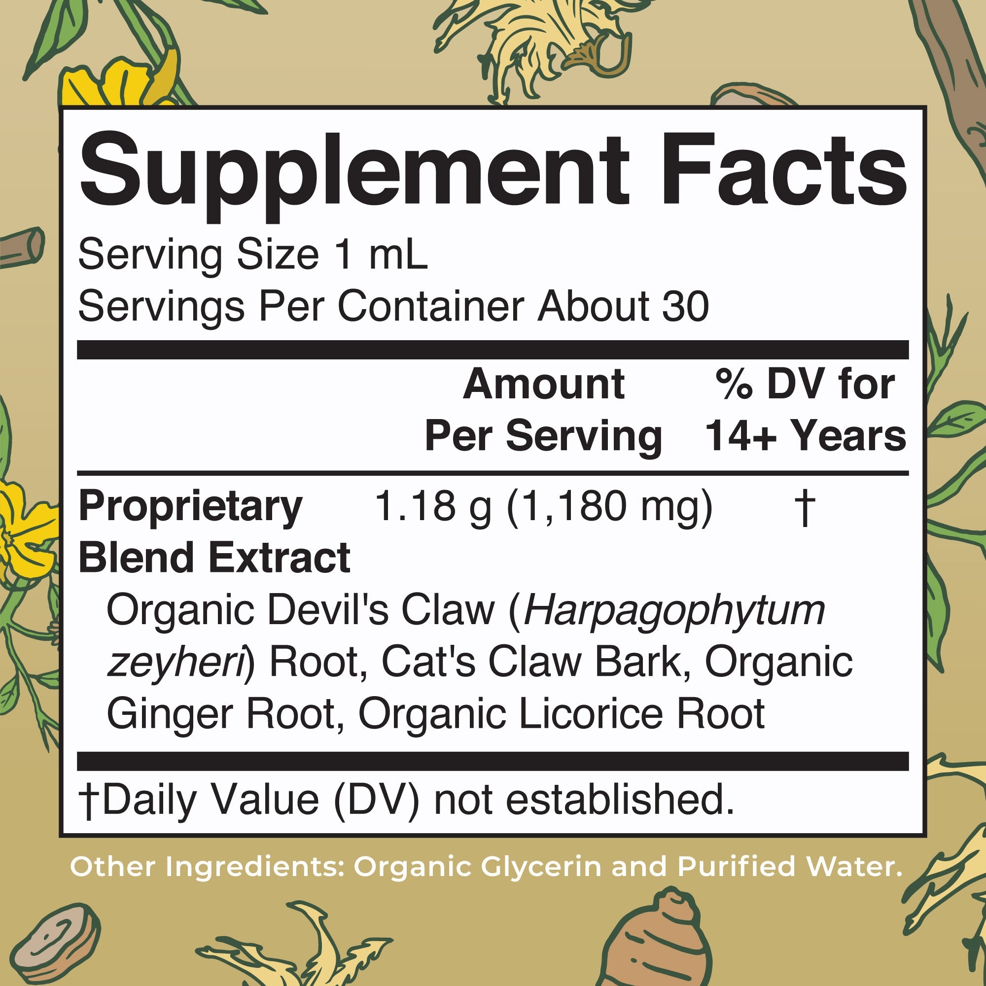 Joint Health Liquid Drops 1oz Supplement Facts
