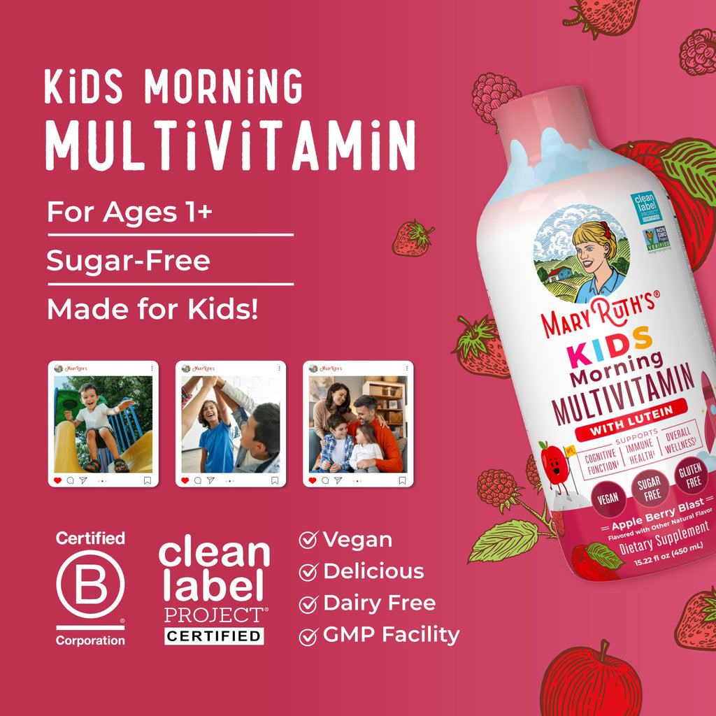 Kids Liquid Morning Multivitamin 15oz Apple Berry Great Flavor Better Benefits