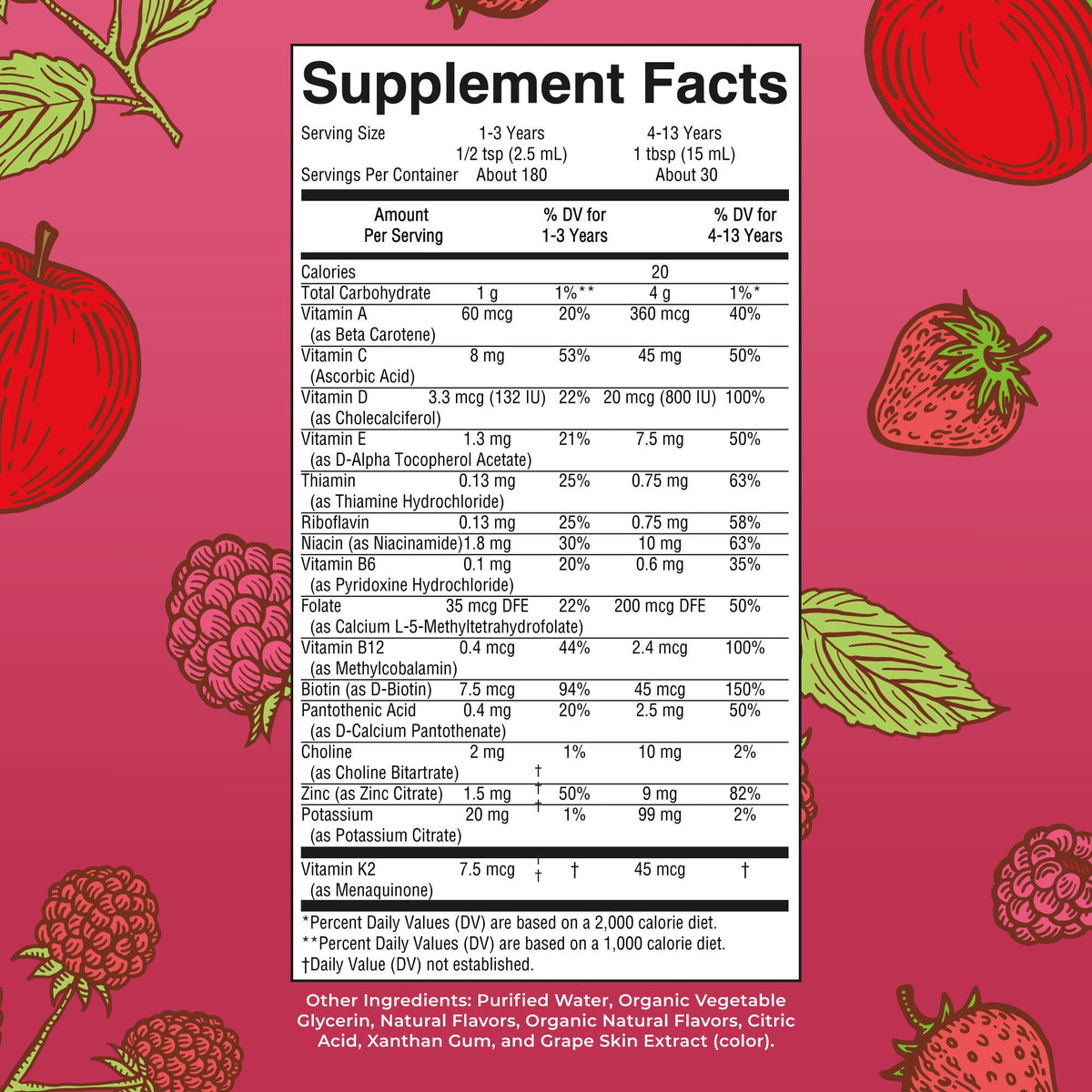 Kids Liquid Triad Of Health Kids Liquid Morning Multivitamin 15oz Supplement Facts