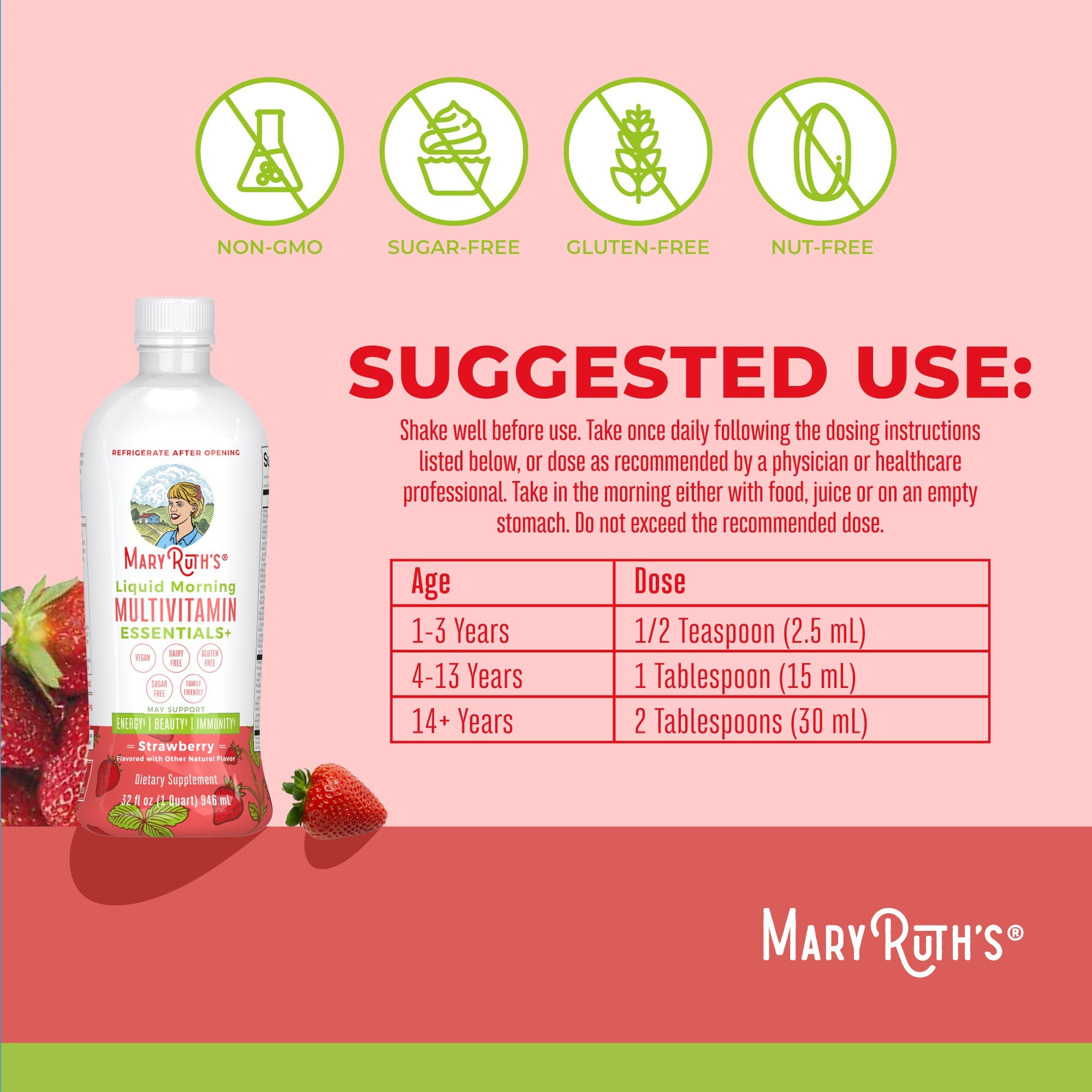 Liquid Morning Multimineral Essentials 32oz Strawberry Suggested Use