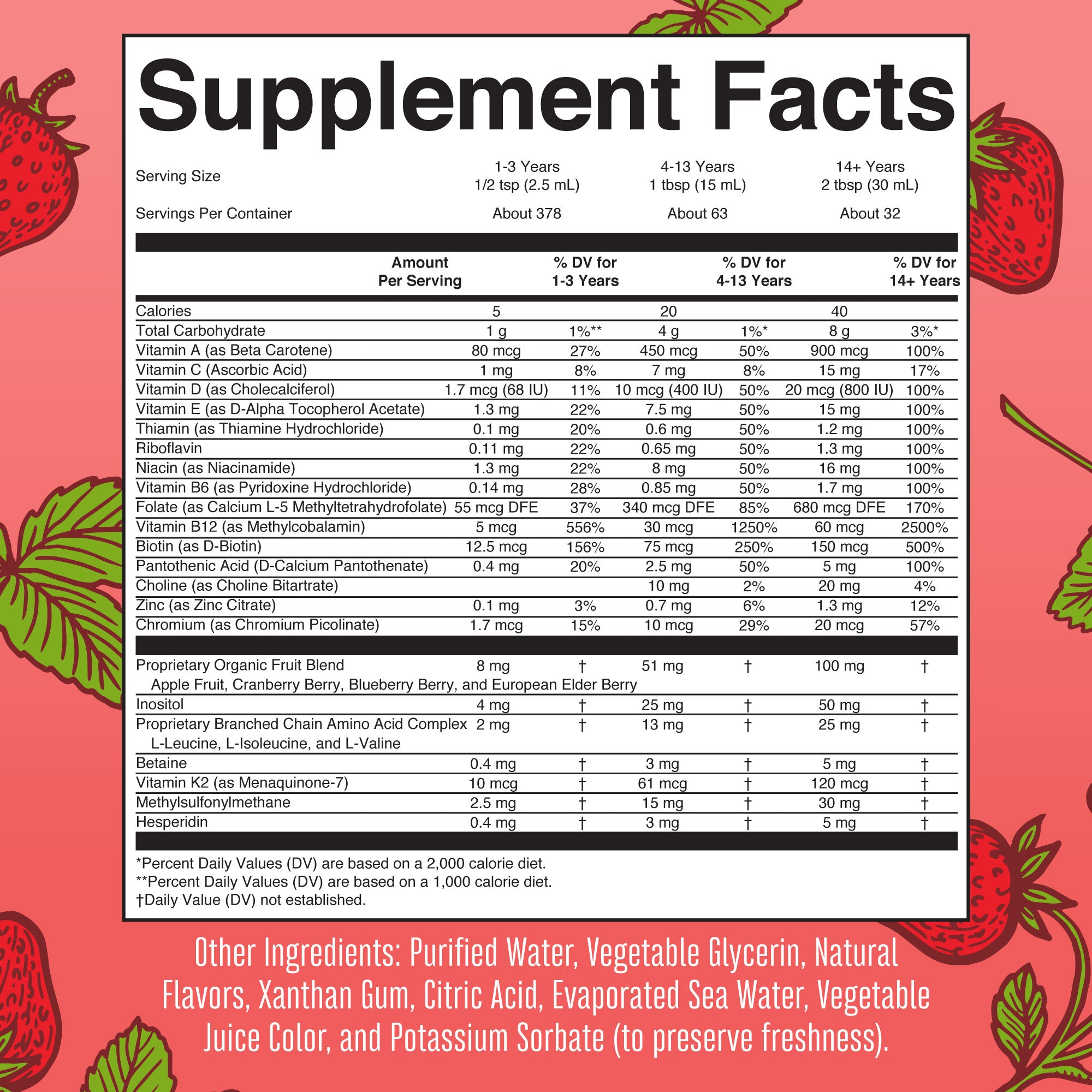 Liquid Morning Multimineral Essentials 32oz Strawberry Supplement Facts