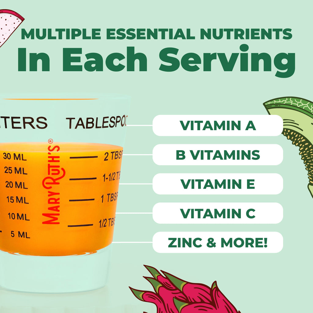 Liquid Morning Multivitamin + Hair Growth 15oz Dragon Fruit Melon Ingredients