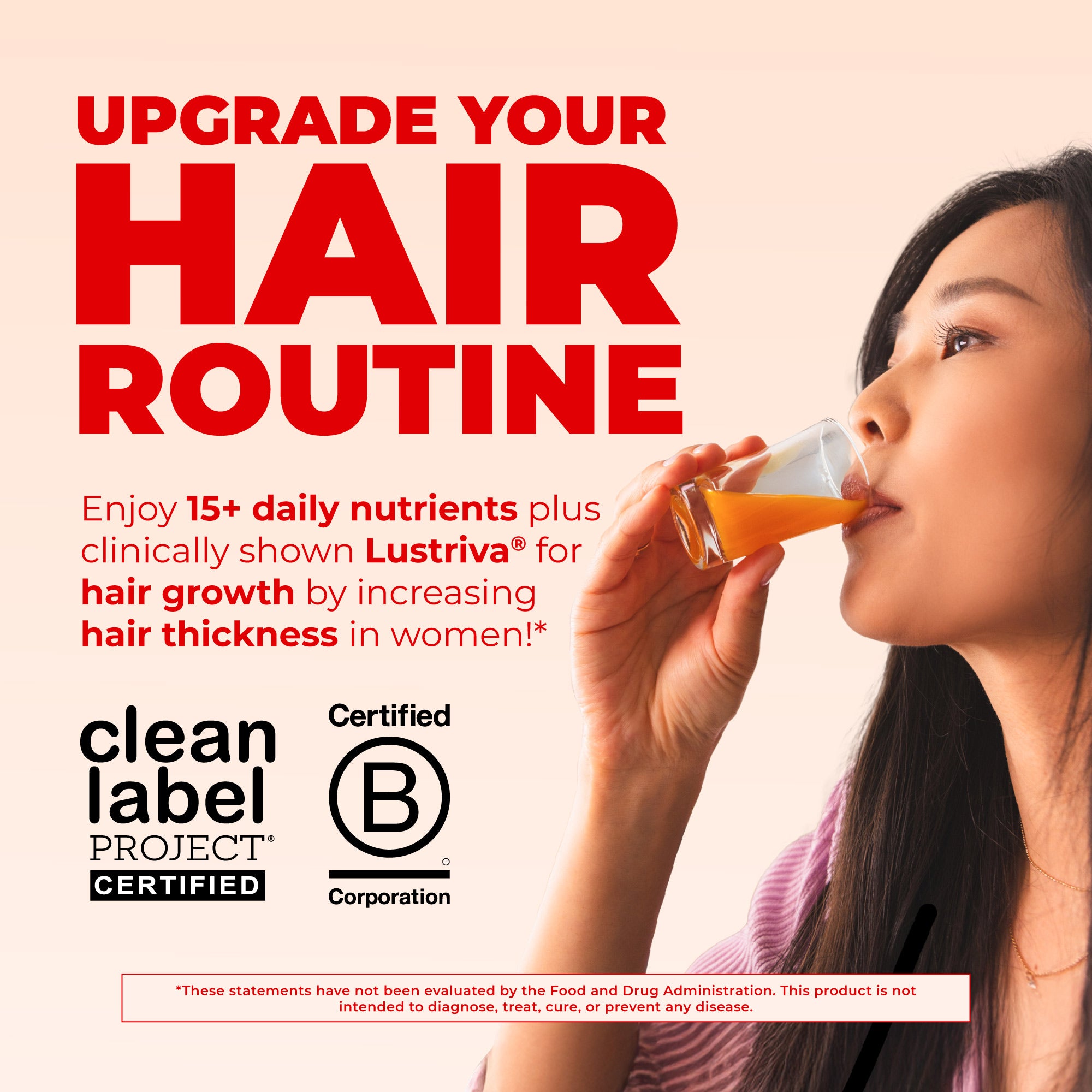 Liquid Morning Multivitamin + Hair Growth 15oz Peach Mango Upgrade Your Routine