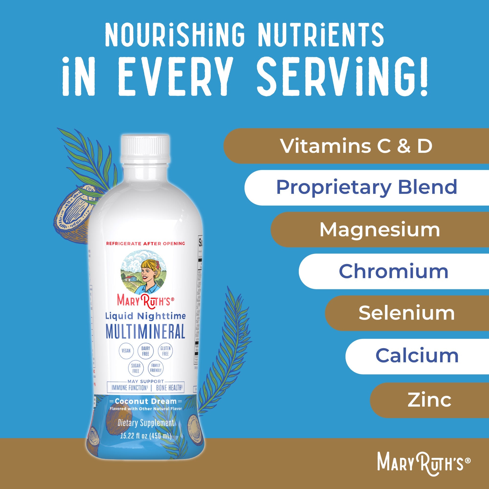 Liquid Nighttime Multimineral 15oz Coconut Ingredients