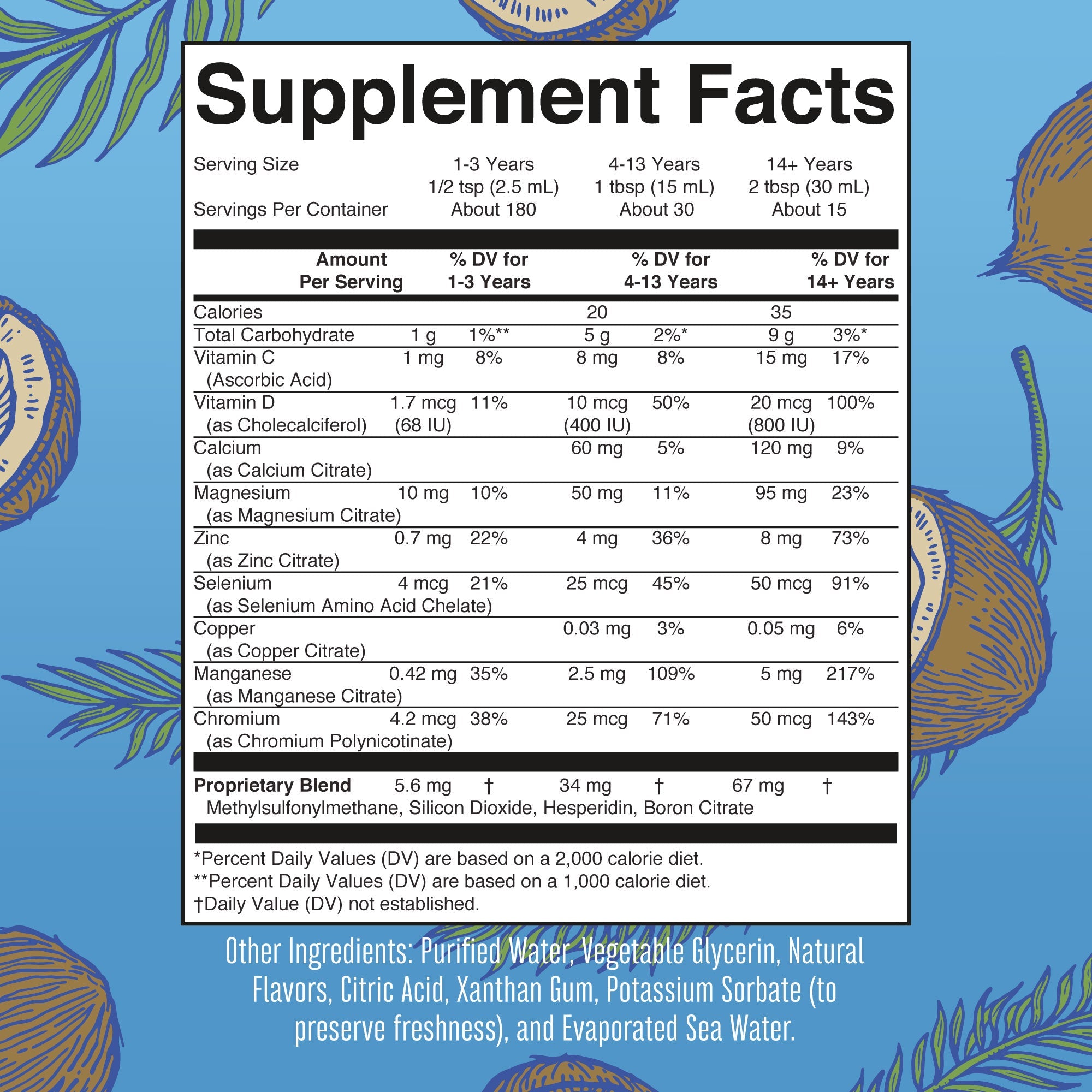 Liquid Nighttime Multimineral 15oz Coconut Supplement Facts