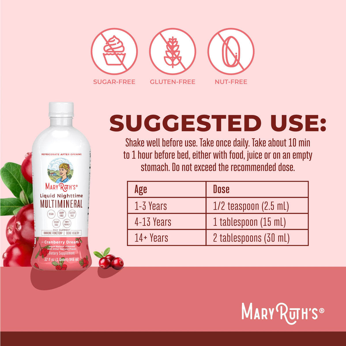 Liquid Nighttime Multimineral 32oz Cranberry Suggested Use