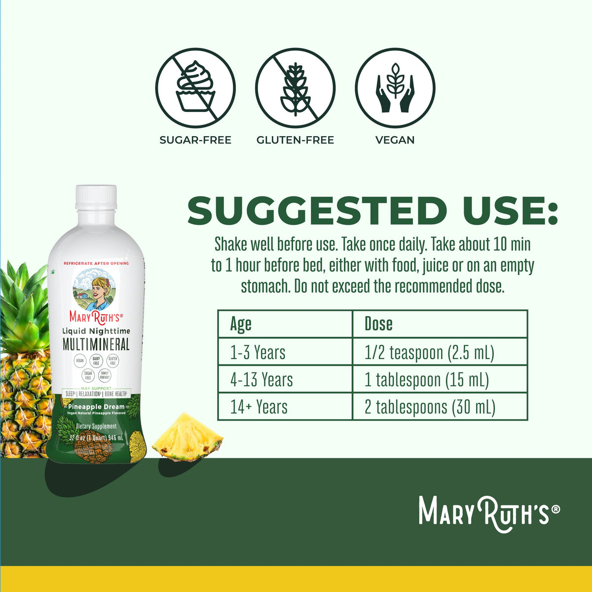 Liquid Nighttime Multimineral 32oz Pineapple Suggested Use
