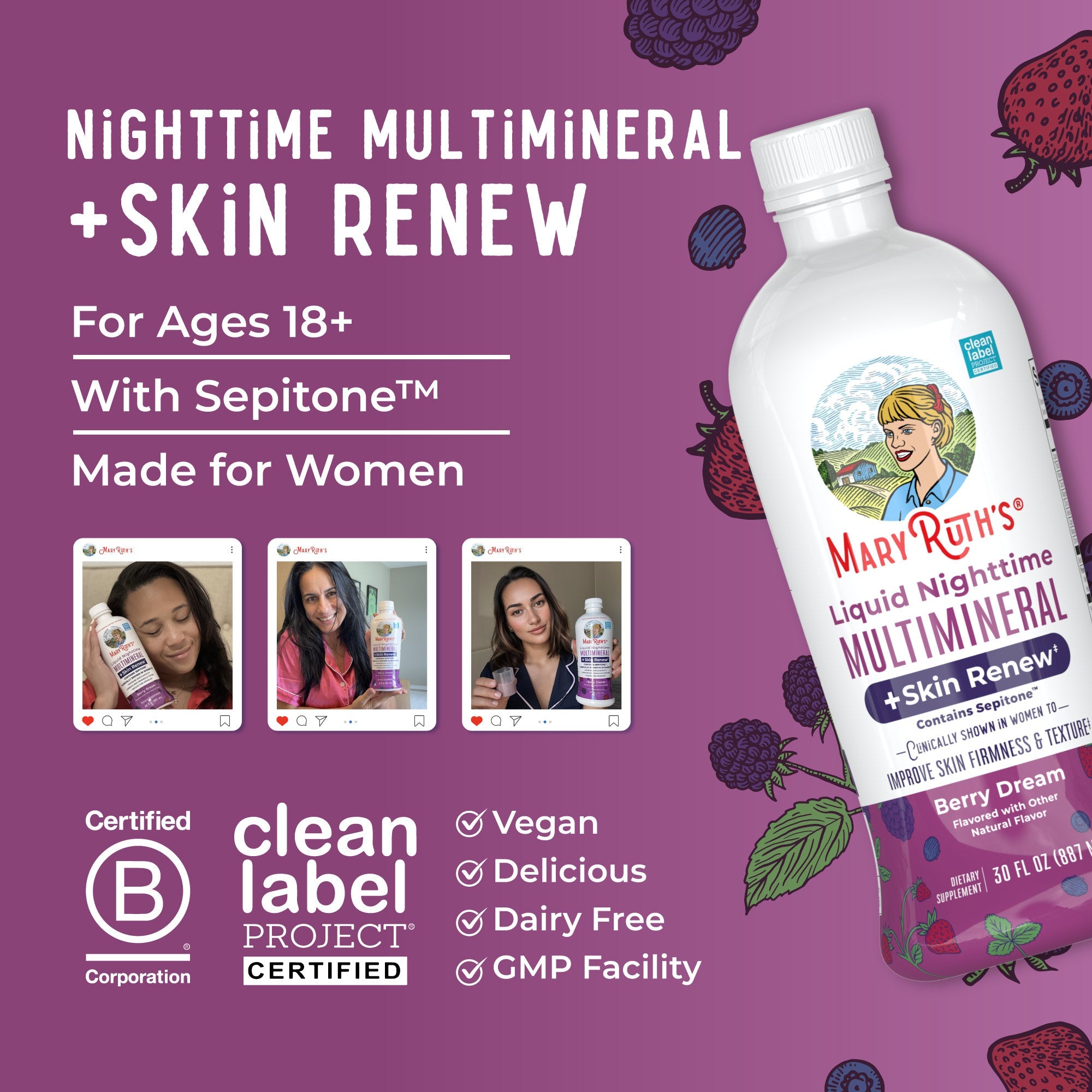 Liquid Nighttime Multimineral Skin Renew Berry Dream 15oz Benefits