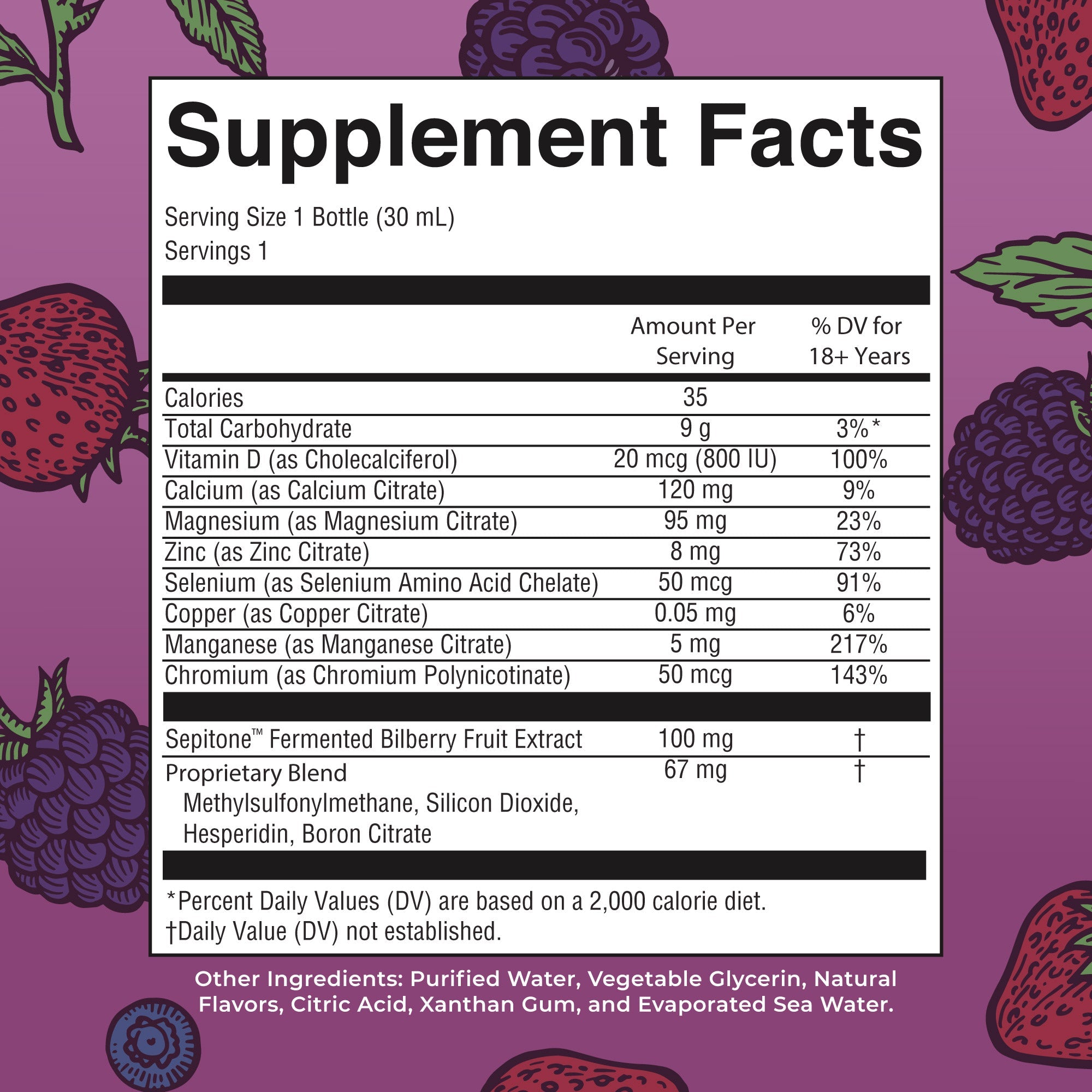 Liquid Nighttime Multimineral + Skin Renew Travel Pack 1oz Berry Dream Supplement Facts