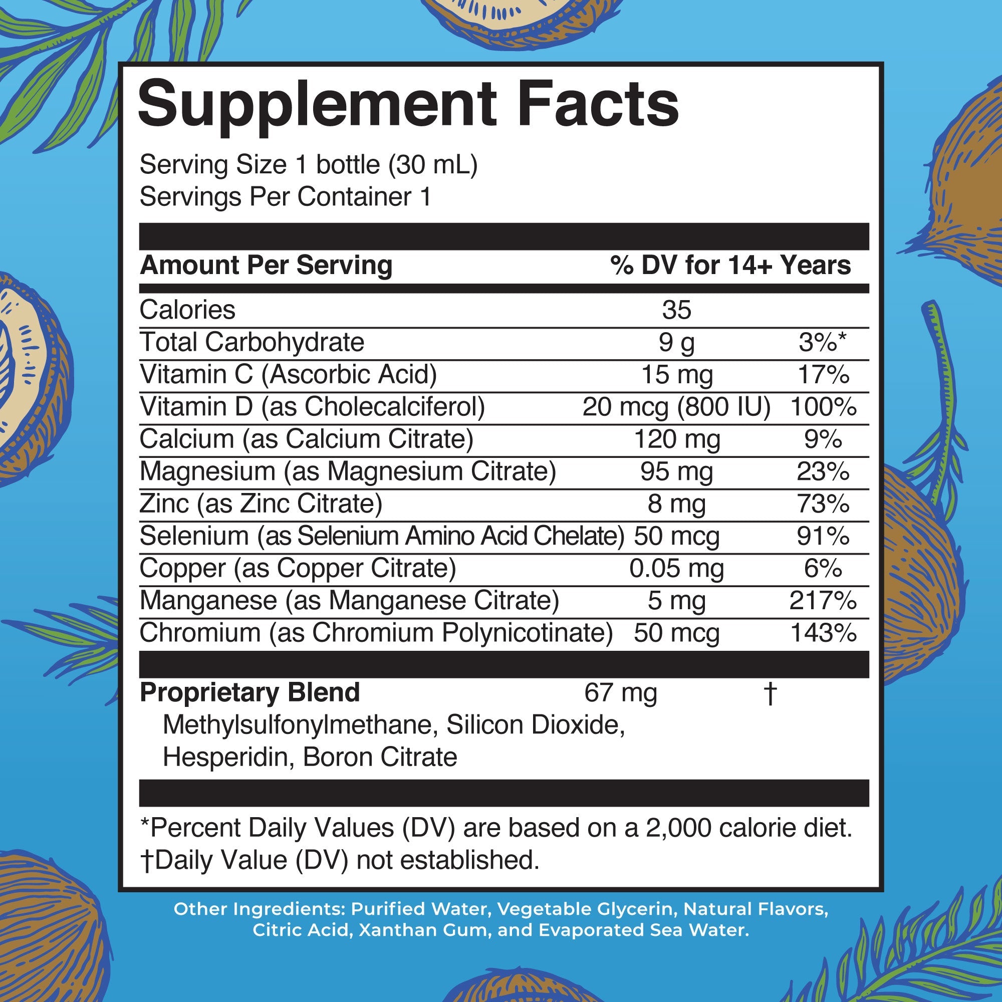 Liquid Nighttime Multimineral Travel Pack Supplement Facts