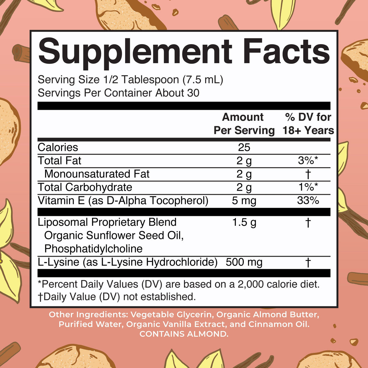 Lysine Liposomal 7oz Snickerdoodle Supplement Facts