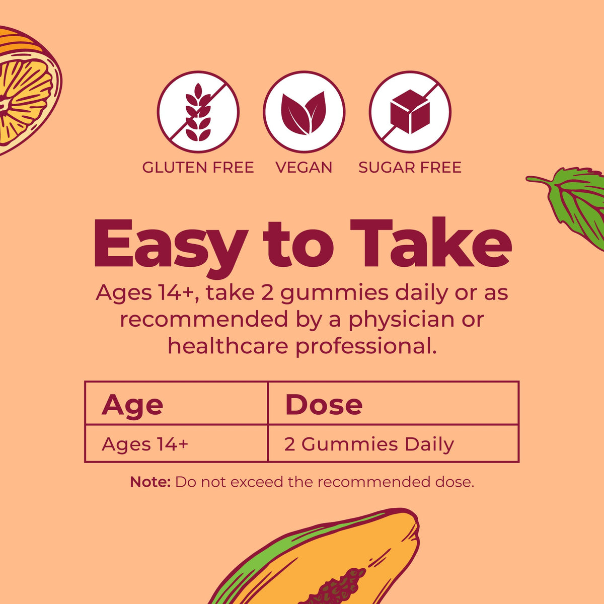 Men's Multivitamin Gummies Papaya Orange 60ct Easy To Take