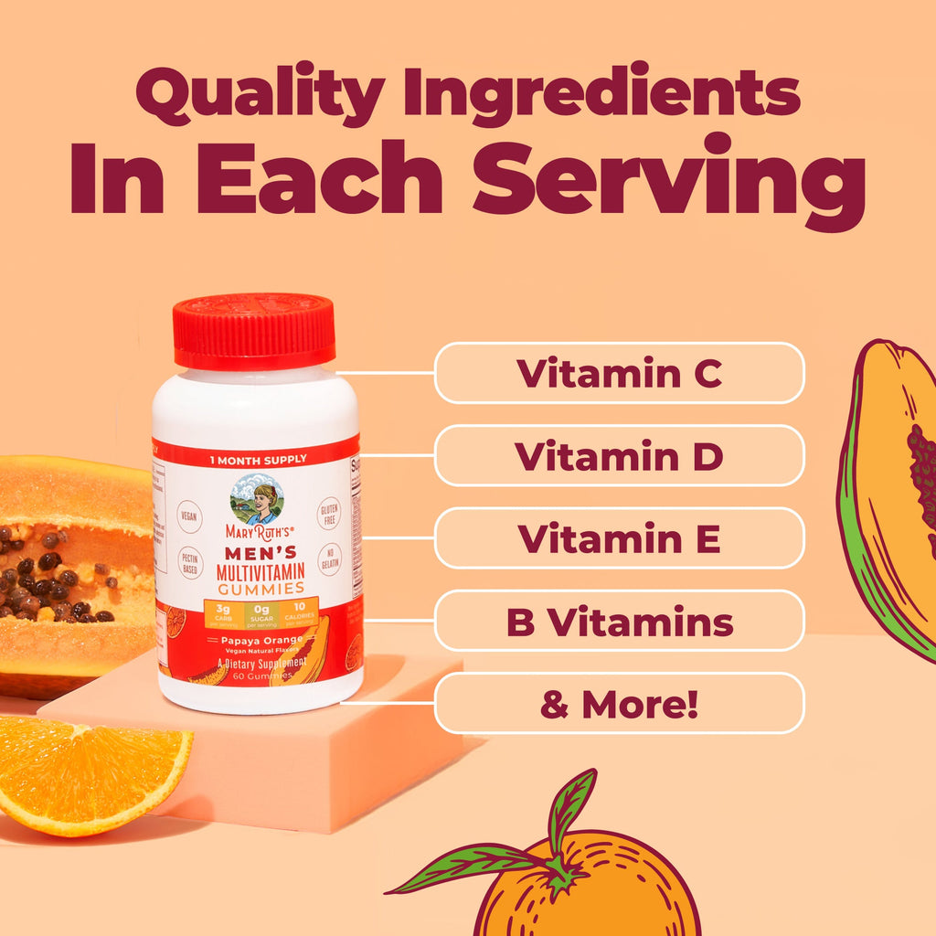 Men's Multivitamin Gummies Papaya Orange 60ct Ingredients