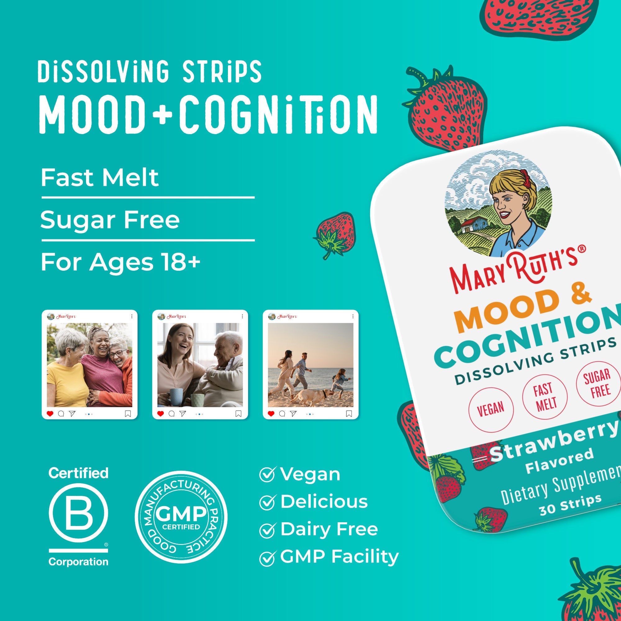 Mood Cognition Dissolving Strips Strawberry Great Flavor Better Benefits