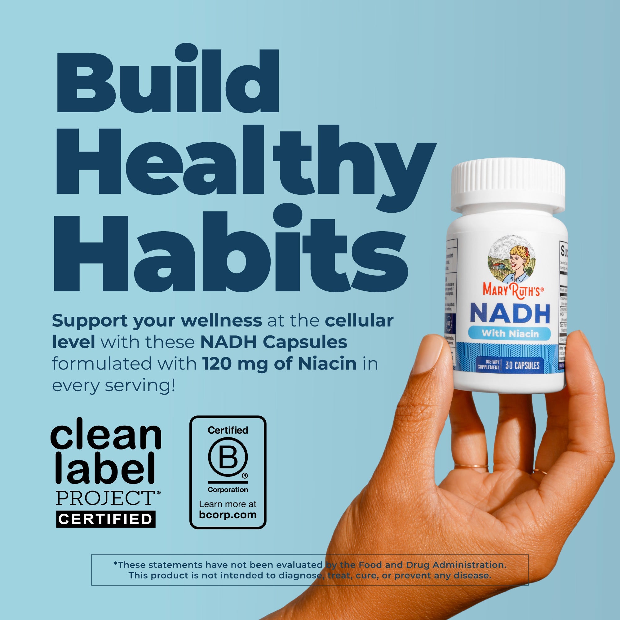 NADH Capsules 30 Count Build Healthy Habits