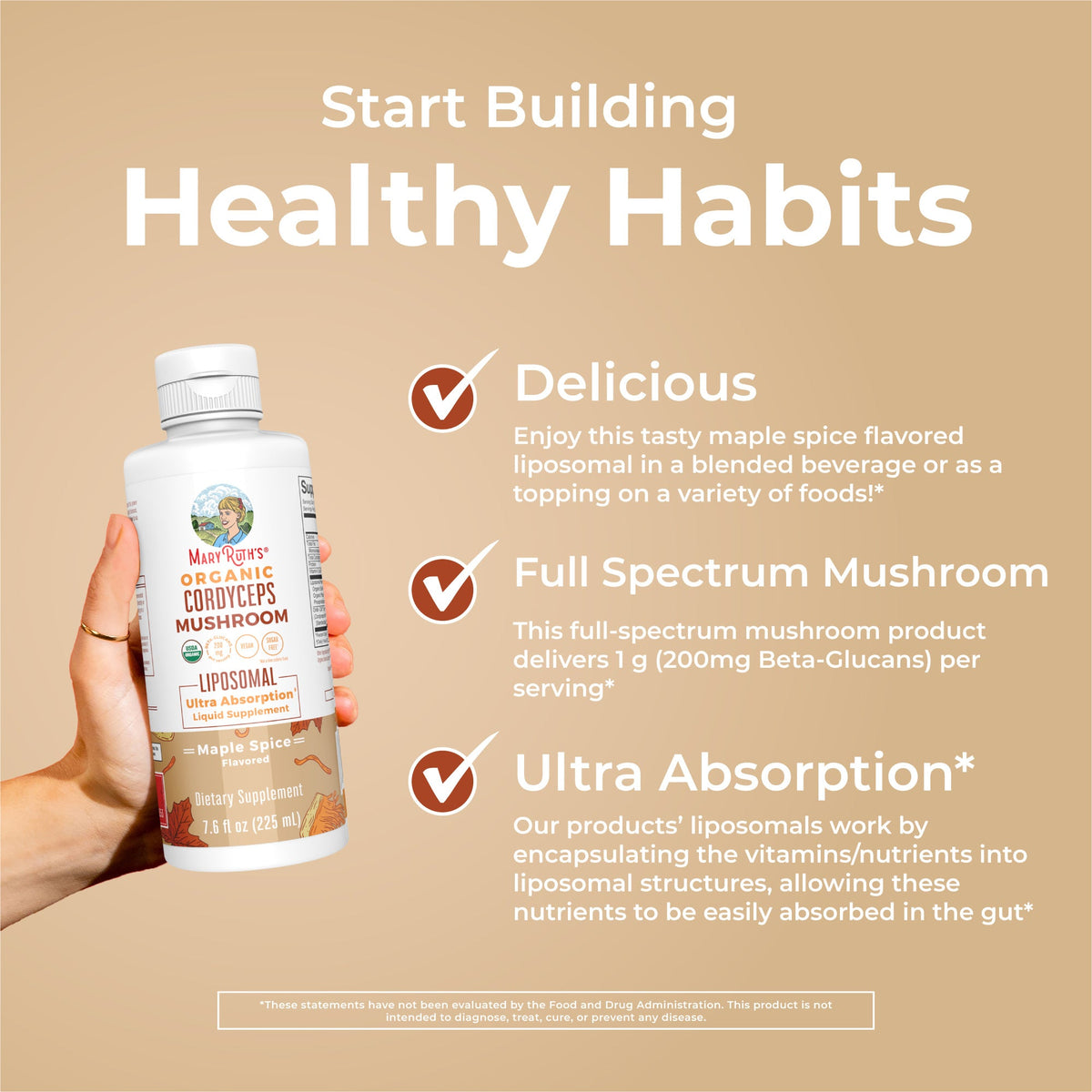 Organic Cordyceps Mushroom Liposomal 7oz Maple Spice Healthy Habits
