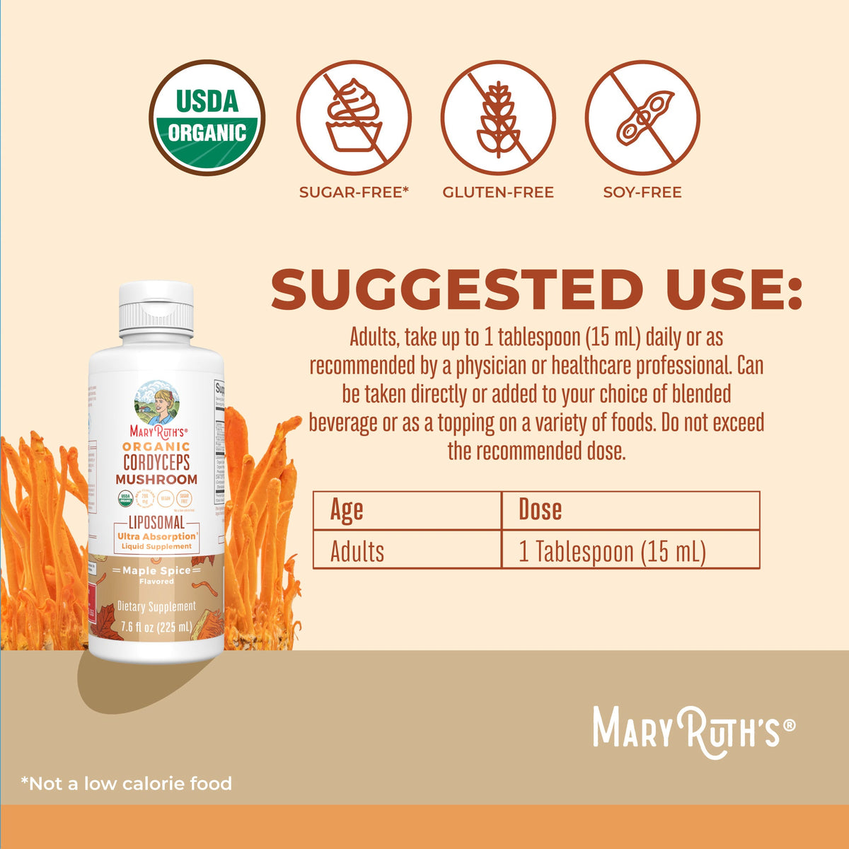 Organic Cordyceps Mushroom Liposomal 7oz Maple Spice Suggested Use