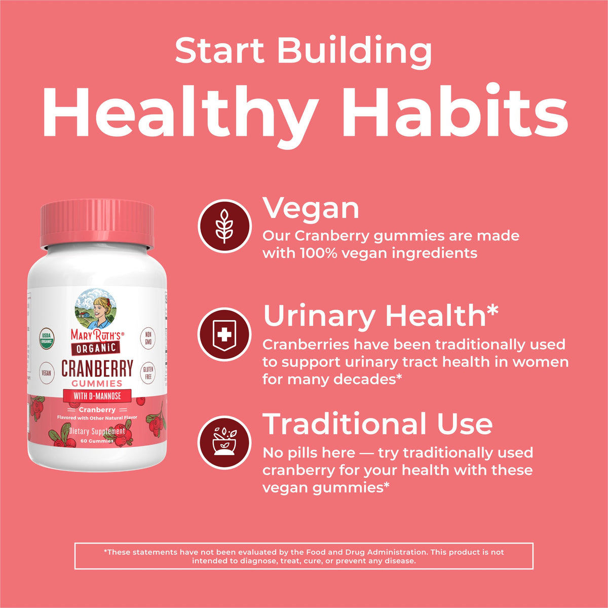 Organic Cranberry Gummies 60CT Cranberry Healthy Habits