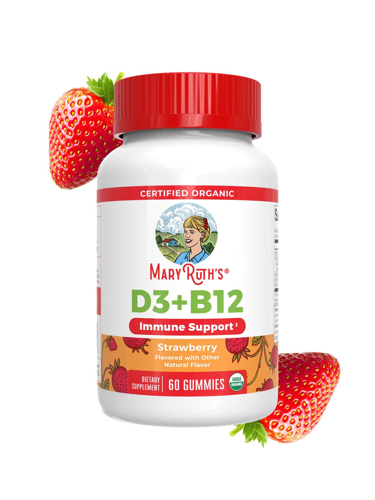 Organic D3 + B12 Gummies 60CT Strawberry