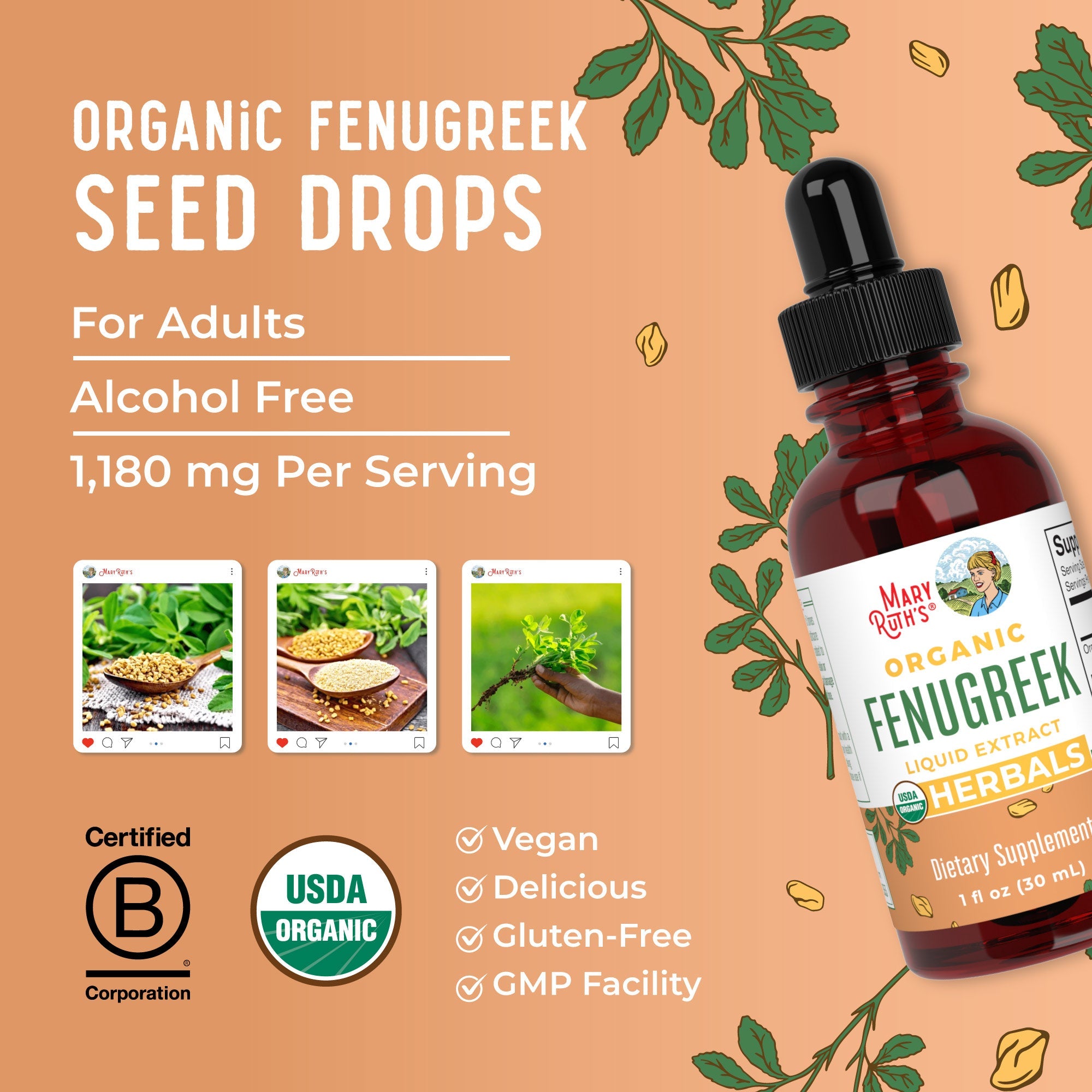 Organic Fenugreek Seed Liquid Extract 1oz Great Flavor Better Benefits