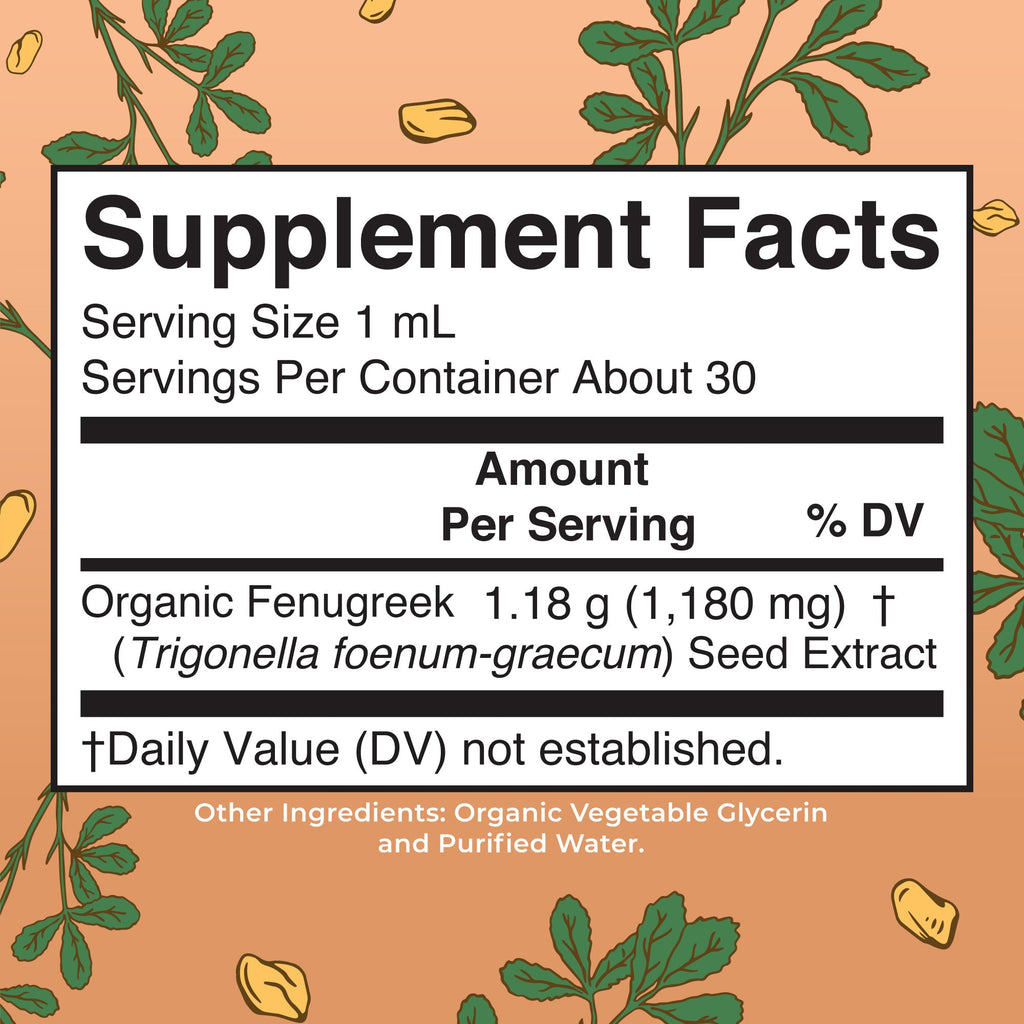 Organic Fenugreek Seed Liquid Extract 1oz Supplement Facts