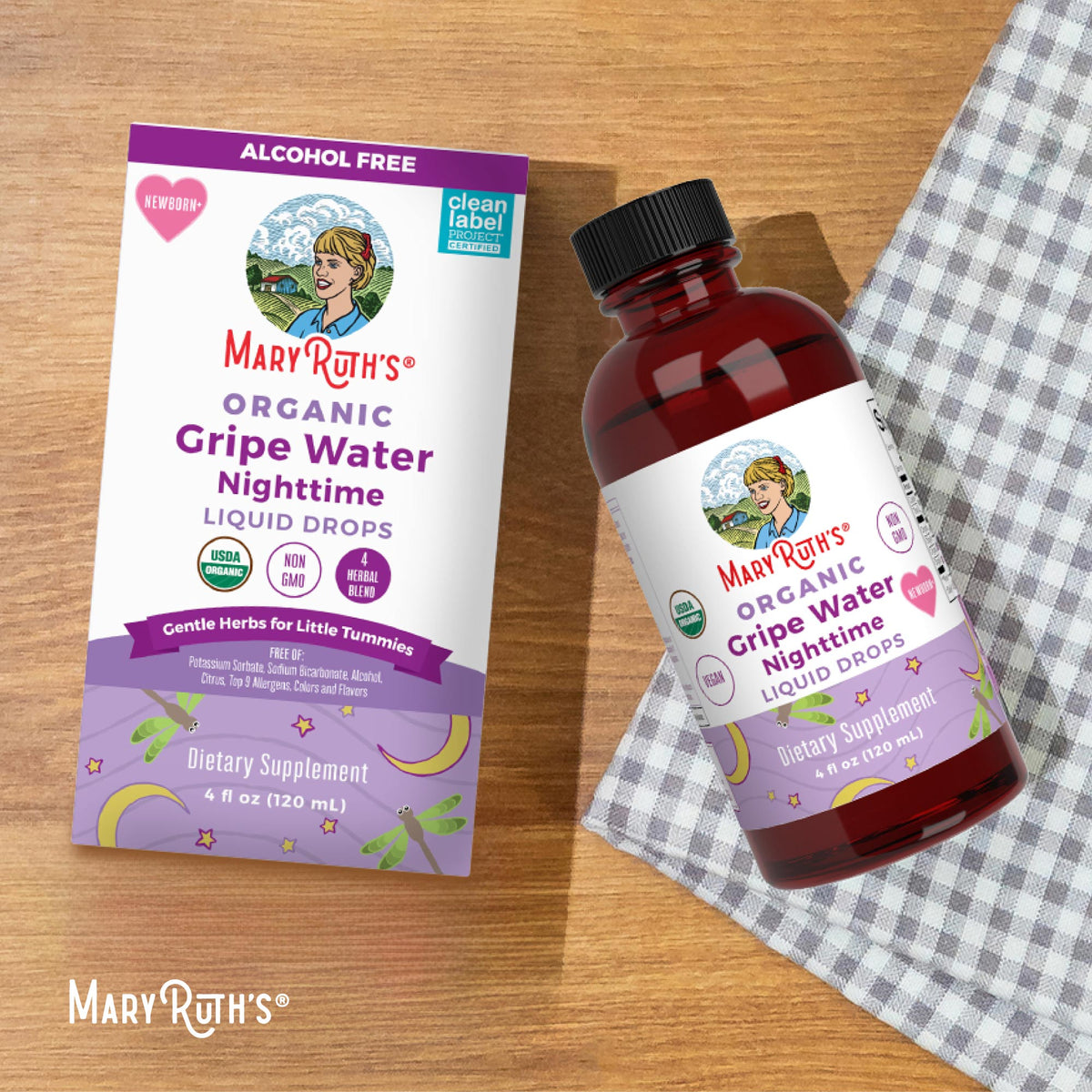 Organic Gripe Water Nighttime Liquid Drops 4oz Easy To Take