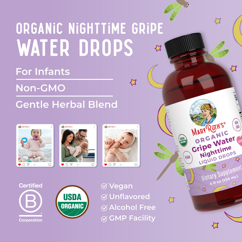 Organic Gripe Water Nighttime Liquid Drops 4oz Great Flavor Better Benefits