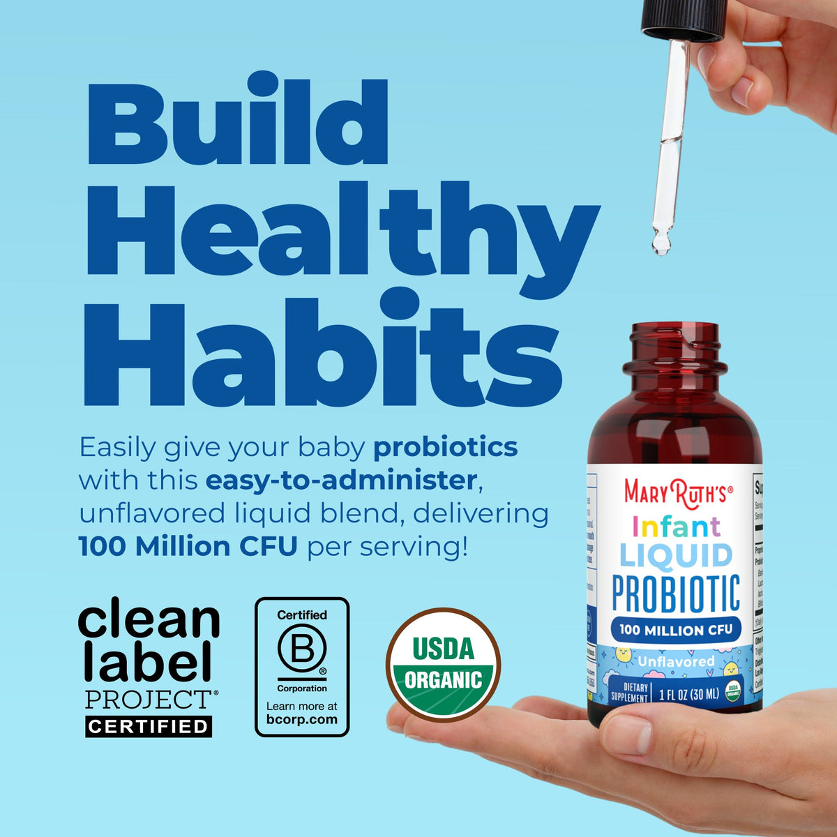 Organic Infant Liquid Probiotic 1oz Unflavored Healthy Habits 