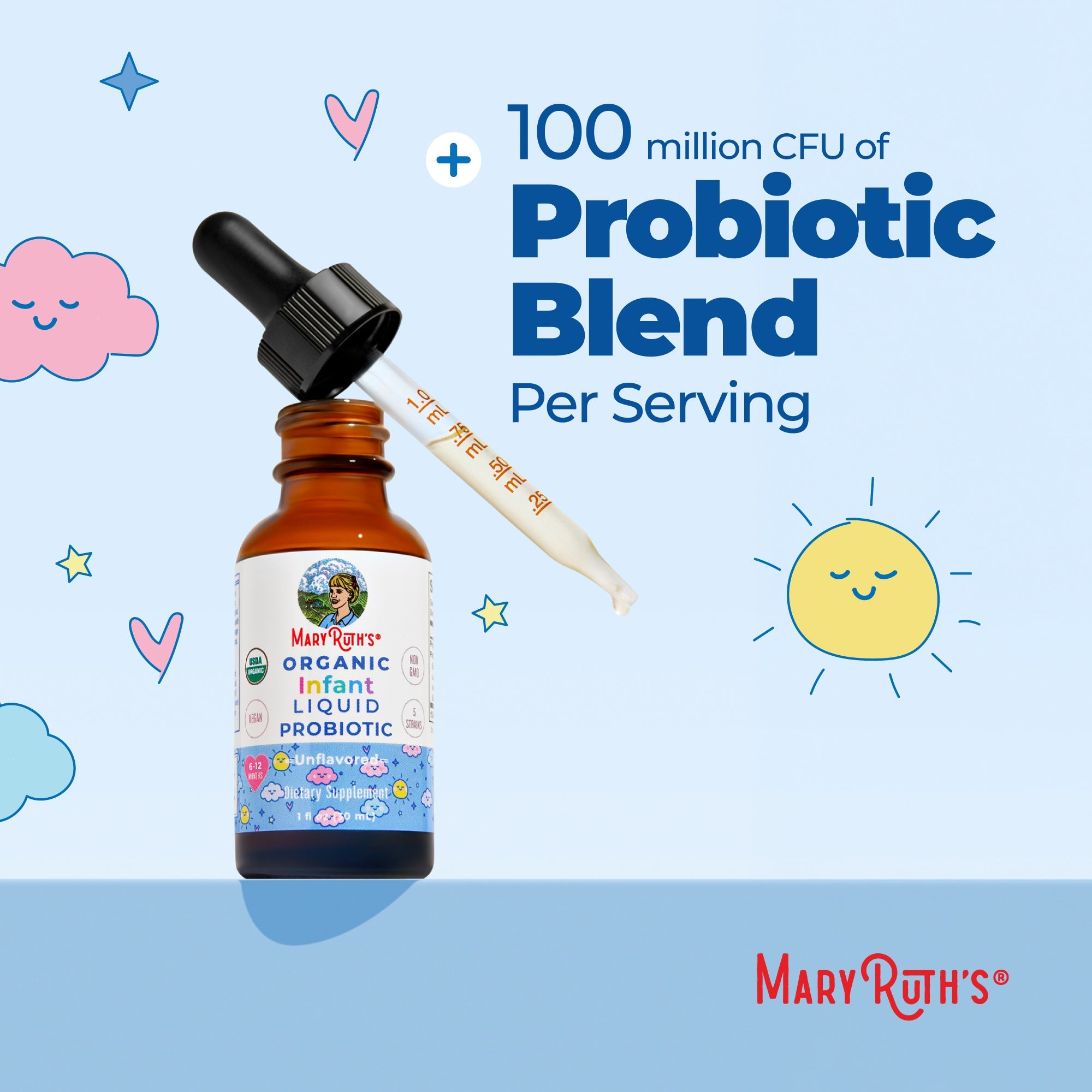 Organic Infant Liquid Probiotic 1oz Unflavored Probiotic Blend 