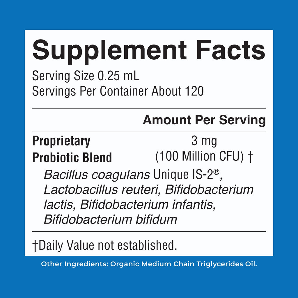 Organic Infant Liquid Probiotic 1oz Unflavored Supplement Facts
