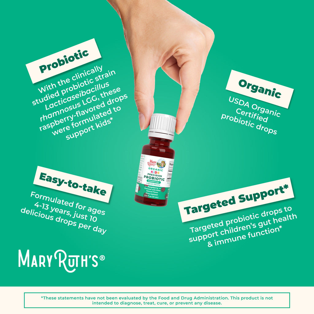 Organic Kids Precision Probiotic Digestive Liquid Drops 0.5oz Raspberry Easy To Take