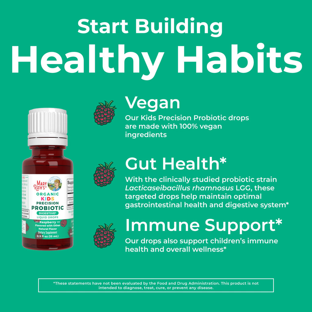 Organic Kids Precision Probiotic Digestive Liquid Drops 0.5oz Raspberry Healthy Habits