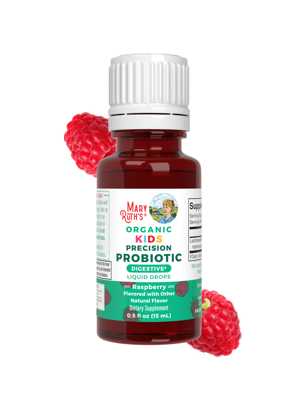 Organic Kids Precision Probiotic Digestive Liquid Drops 0.5oz Raspberry Maryruths