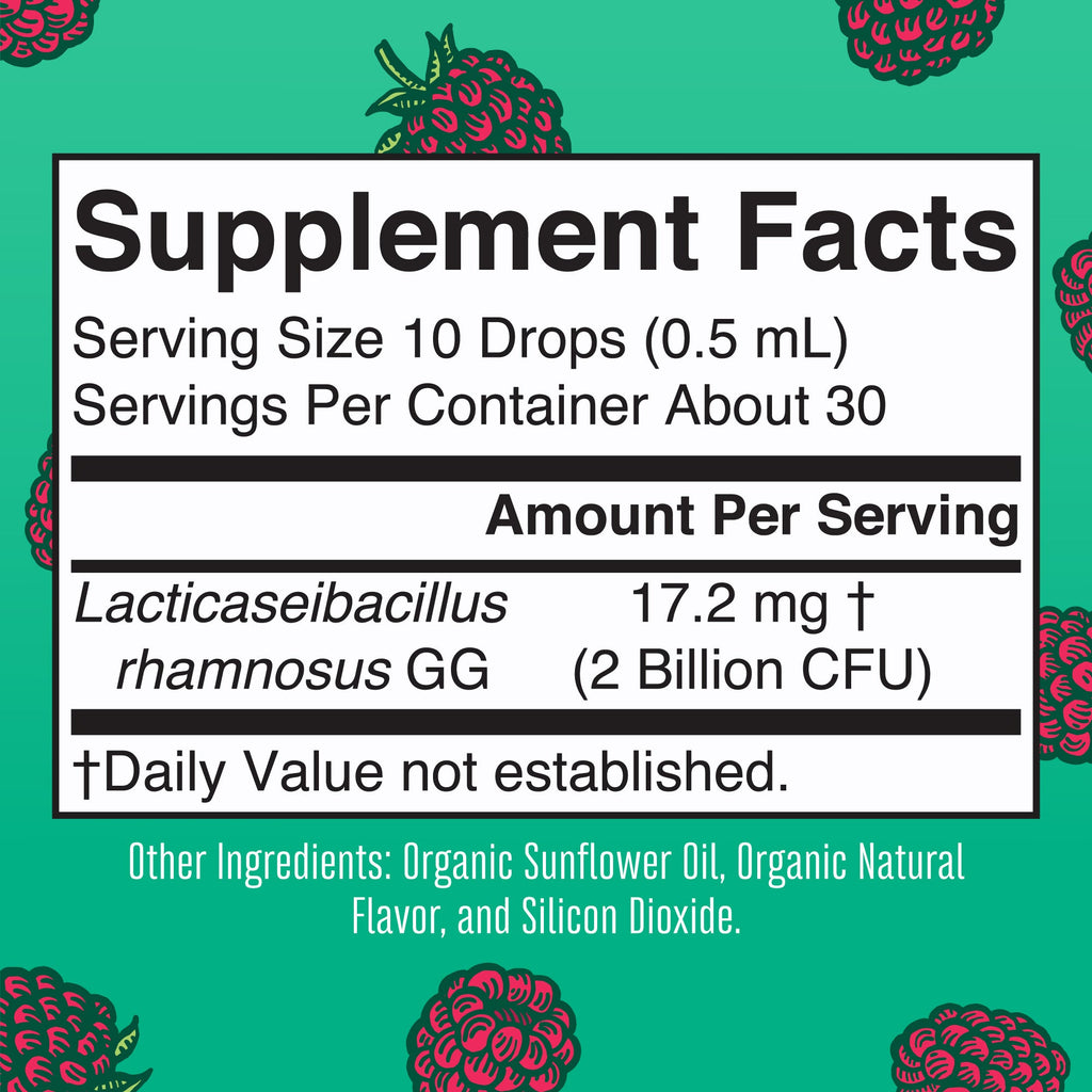 Organic Kids Precision Probiotic Digestive Liquid Drops 0.5oz Raspberry Supplement Facts