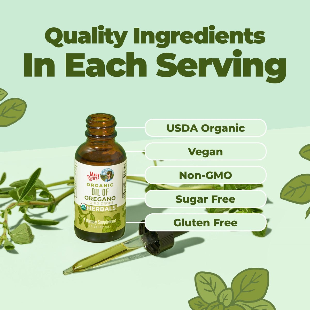 Organic Oil of Oregano Liquid Drops 1oz Unflavored Ingredients