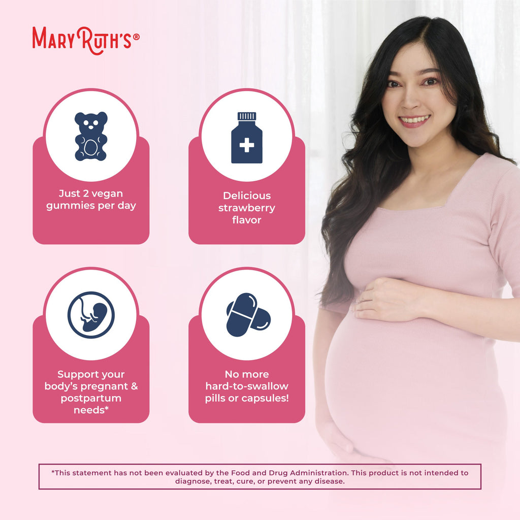 Organic Prenatal & Postnatal Multivitamin Gummies 60CT Strawberry Benefits
