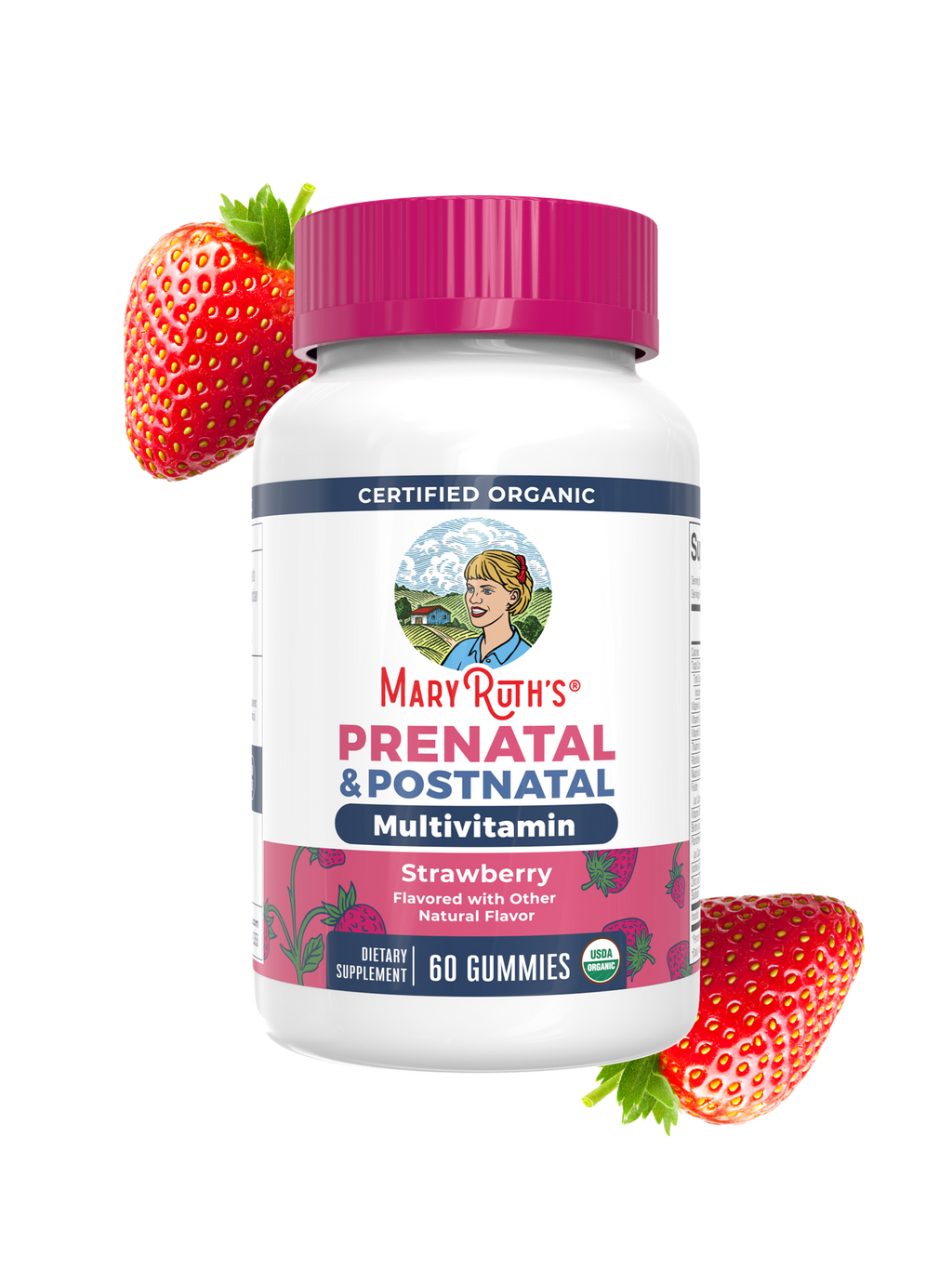 Organic Prenatal & Postnatal Multivitamin Gummies 60CT Strawberry
