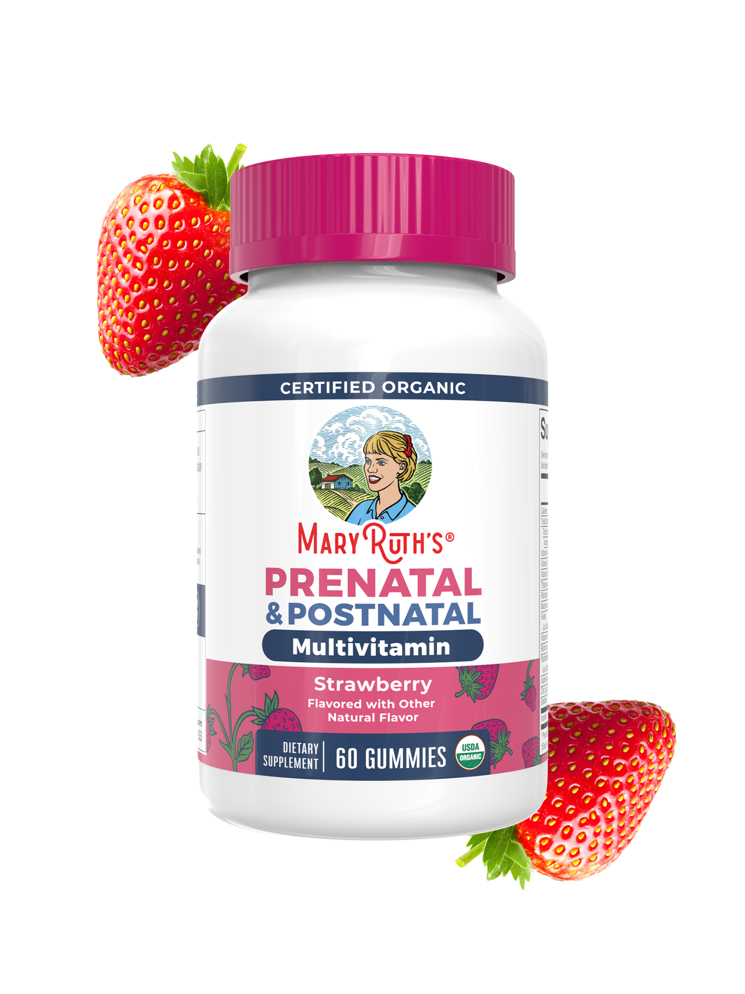 Organic Prenatal & Postnatal Multivitamin Gummies 60CT Strawberry