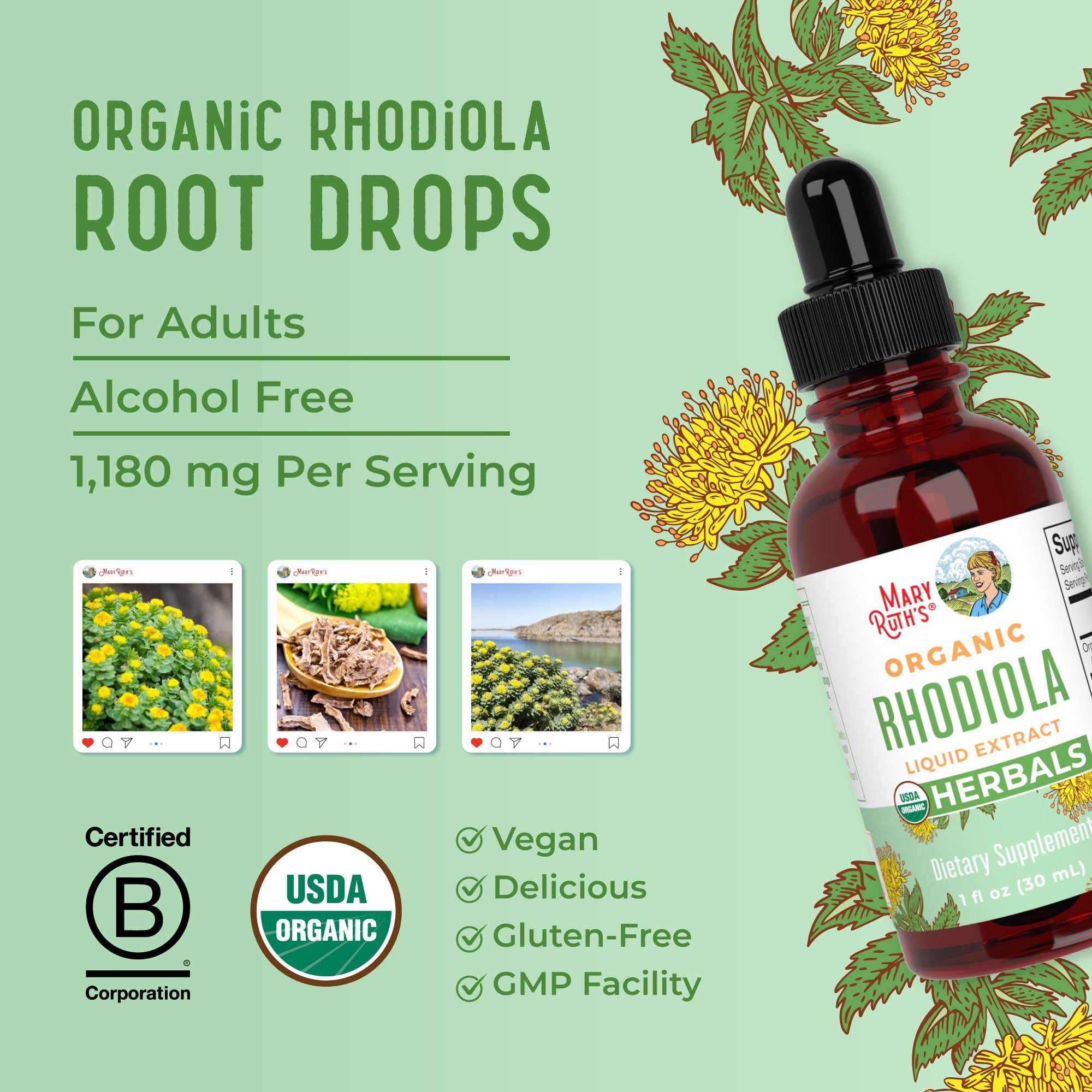 Organic Rhodiola Root Liquid Extract 1oz Great Flavor Better Benefits