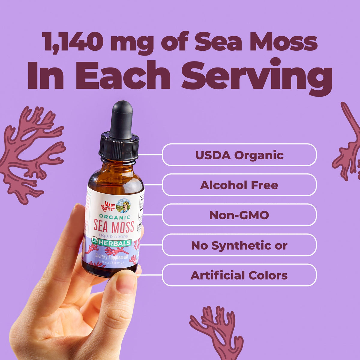 Organic Sea Moss Liquid Drops 1oz Ingredients