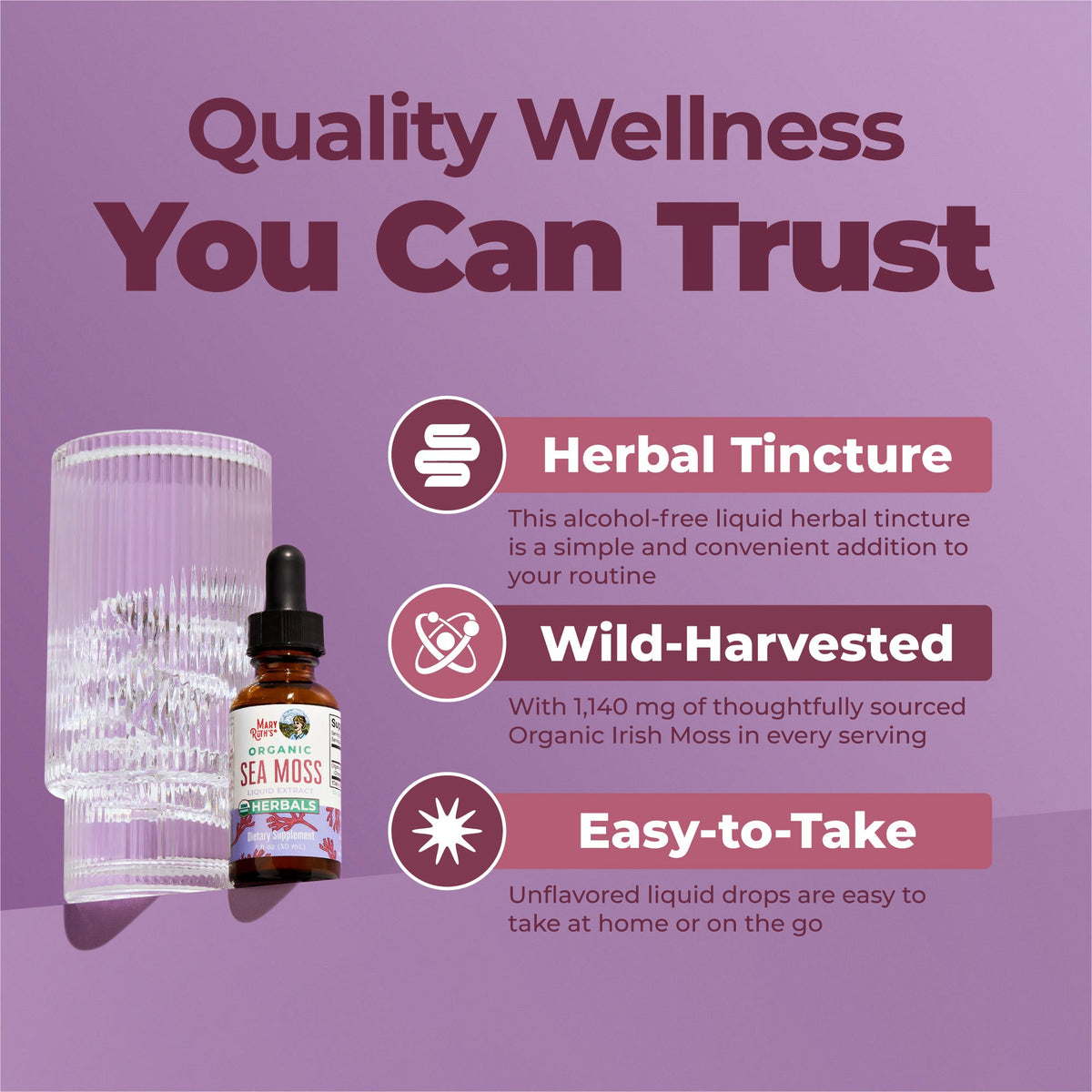 Organic Sea Moss Liquid Drops 1oz Quality Wellness You can Trust Maryruths