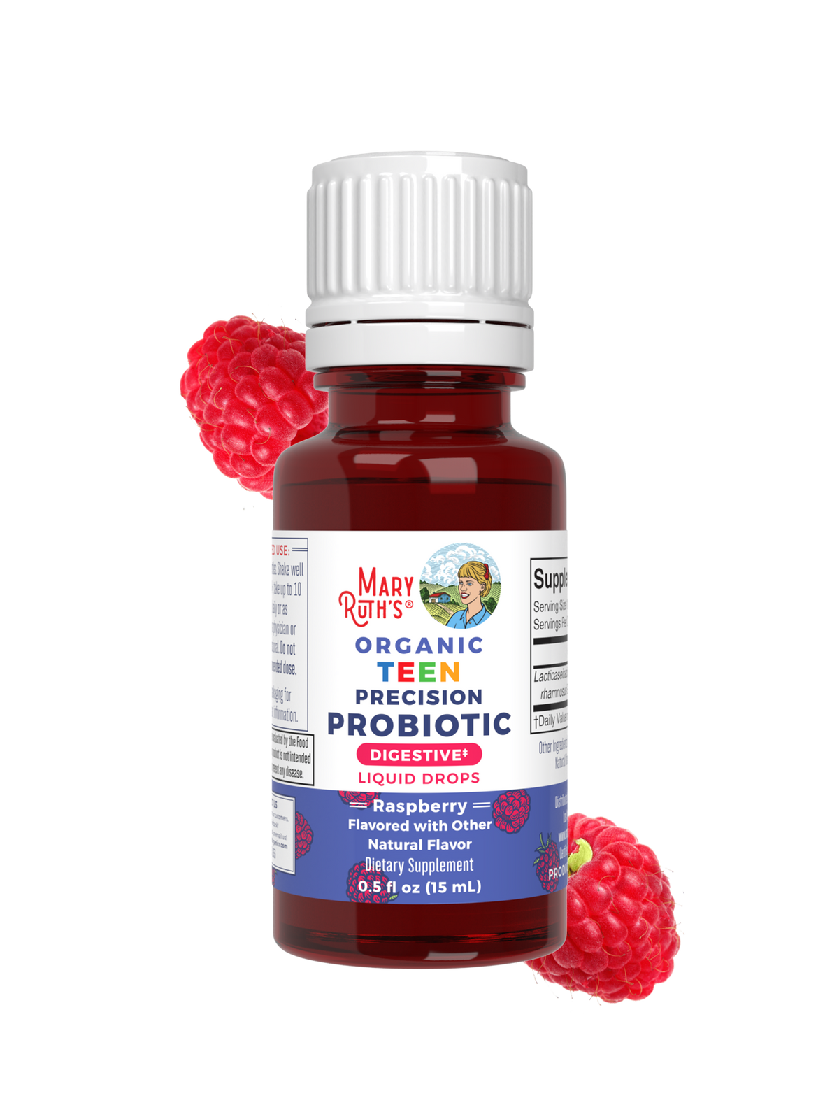 Organic Teen Precision Probiotic Digestive Liquid Drops 0.5oz Raspberry